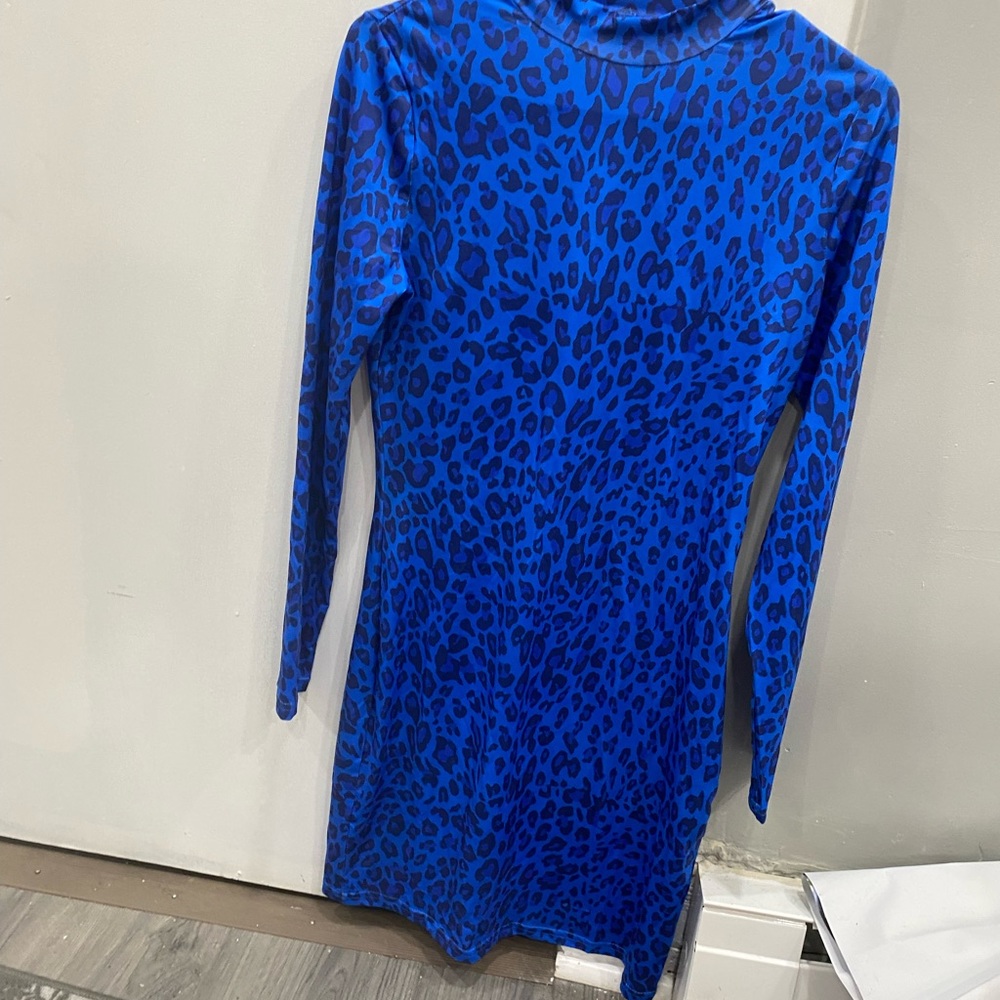 Blue leopard print dress